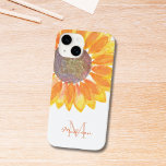 Sonnenblumenmonogramm Case-Mate iPhone 14 Hülle<br><div class="desc">Dieses florale iPhone Gehäuse ist mit einer gelben Aquarellsonnenblume und Monogramm in stilvoller Typografie dekoriert. Einfach anpassbar. Original Wasserfarbe © Michele Davies.</div>