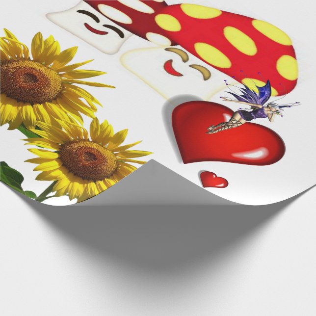 Sonnenblumenmühle Liebe Matte Wrapping Paper Geschenkpapier (Ecke)