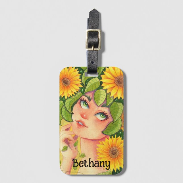 Sonnenblumenmühle Personalisiert Gepäckanhänger (Vorderseite Vertikal)