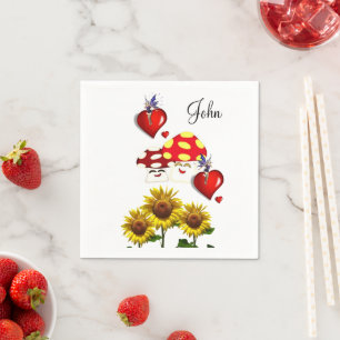 Sonnenblumenmushroom Paper Napkins Serviette
