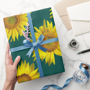 Sonnenblumenmuster Aquamarines Geschenkstück Rolle Geschenkpapier