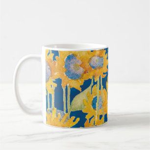Sonnenblumenmuster Blau Kaffeetasse