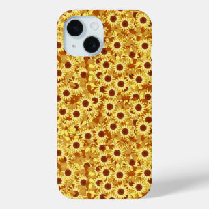 Sonnenblumenmuster - Gold, Gelb und Braun iPhone 15 Hülle