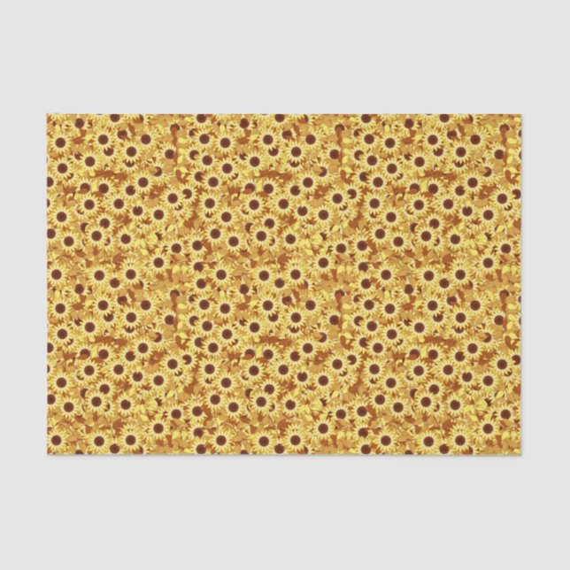 Sonnenblumenmuster, Gold, Gelb und Braun Seidenpapier (Vorderseite)