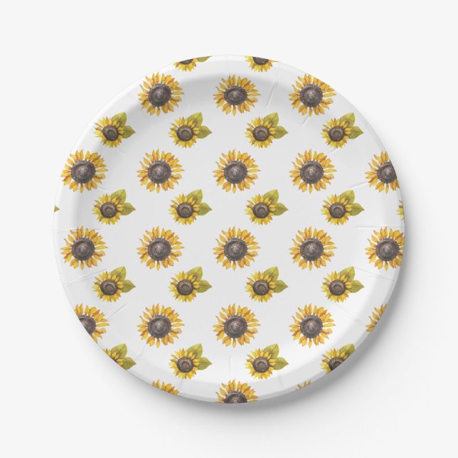 Sonnenblumenmuster-Party Pappteller (Vorderseite)