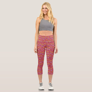 Sonnenblumenmuster - Viva Magenta Capri Leggings