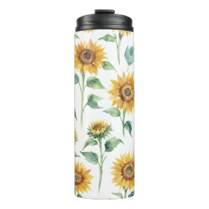 Sonnenblumenmuster Wasserfarbe Botanisch Thermosbecher