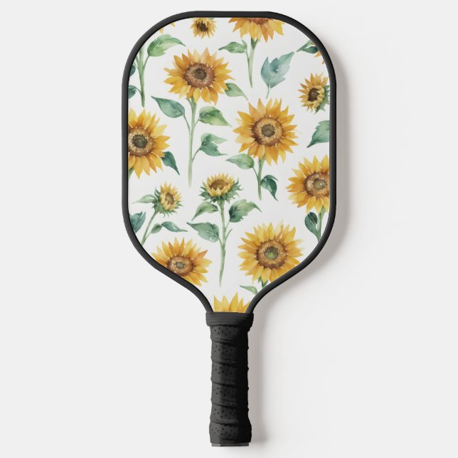 Sonnenblumenmuster Wasserfarbe Pickleball Schläger (Vorderseite)