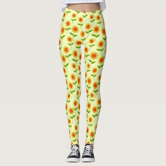 Sonnenblumenmuster wiederholen leggings (Vorderseite)