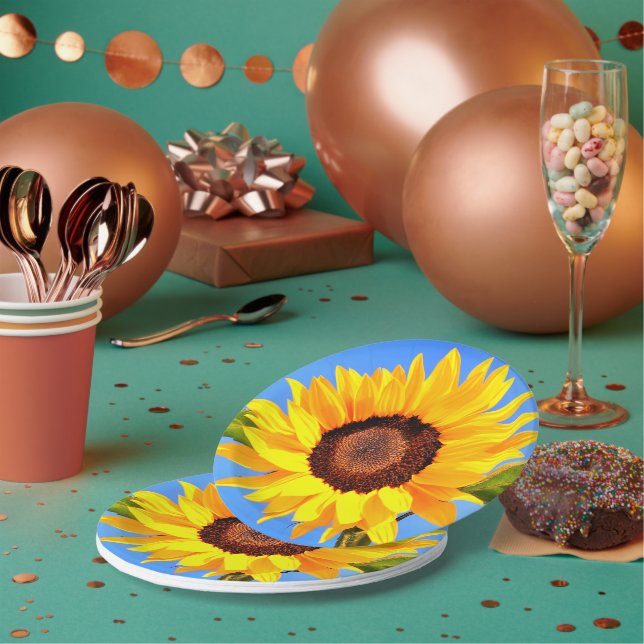 Sonnenblumenpapier-Teller Pappteller (Multi)