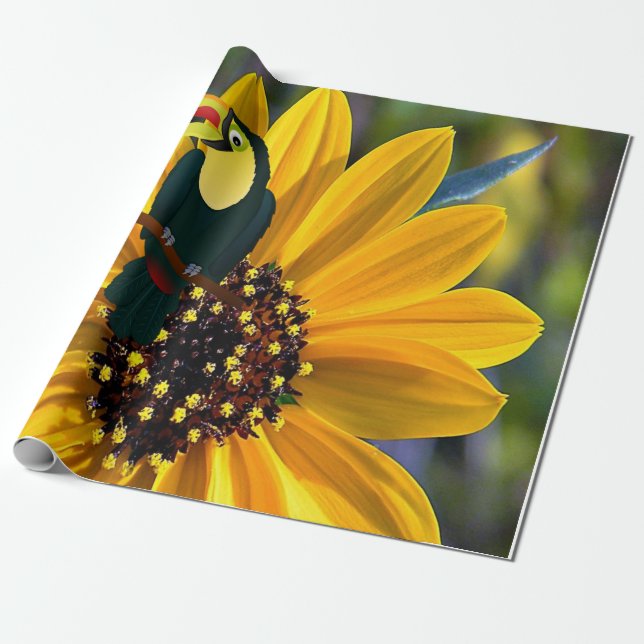 Sonnenblumenparrot Matte Wrapping Paper Geschenkpapier (Ungerollt)