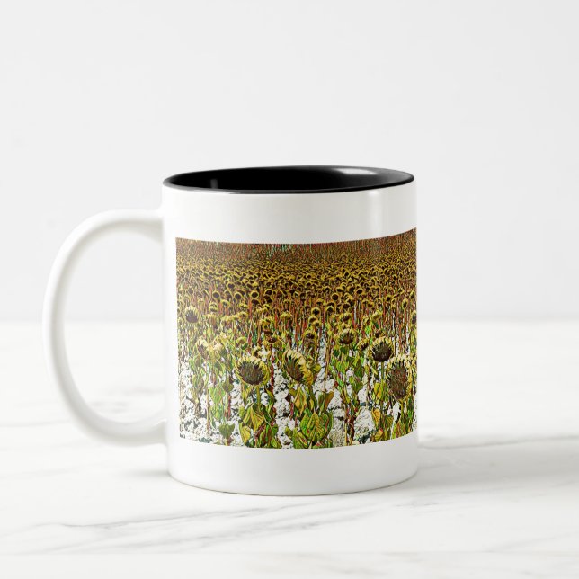 Sonnenblumenpfanne Zweifarbige Tasse (Links)