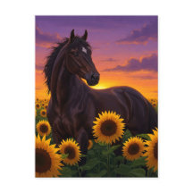 Sonnenblumenpferd bei Sonnenuntergang Elegante Kun