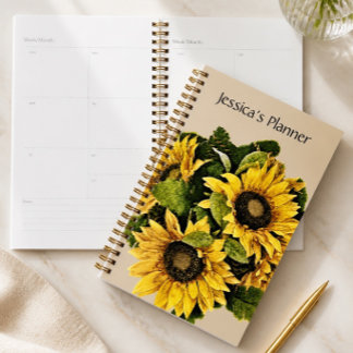Sonnenblumenplaner 5,5" x 8,5" - Personalisiert Planer