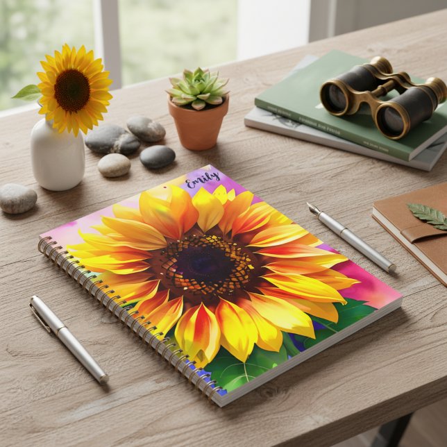 Sonnenblumenplaner mit Individuelle Name Planer (Personalized sunflower planner! A perfect gift for a nature lover 🌻)