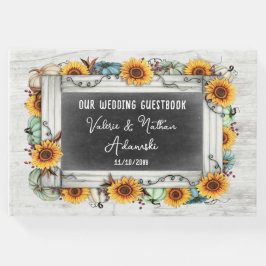 Sonnenblumenpumpen Rustikale Chalkboard-Farm Hochz Gästebuch