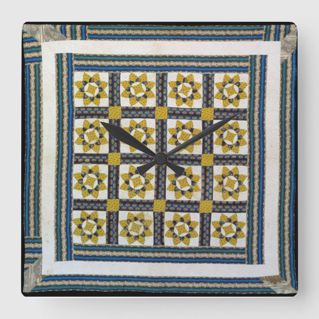 Sonnenblumenquilt Quadratische Wanduhr (Vorderseite)