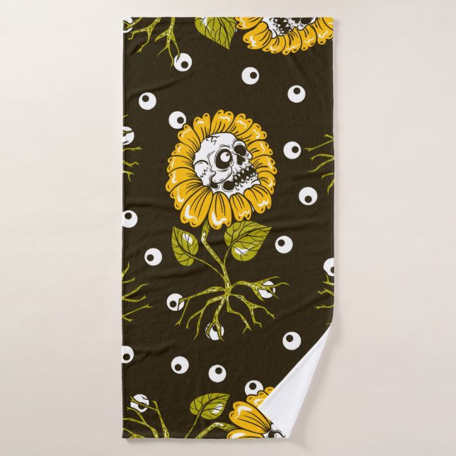 Sonnenblumenschädel nahtlos Muster Badehandtuch (Badehandtuch)