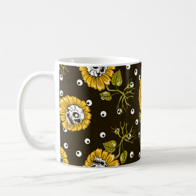 Sonnenblumenschädel nahtlos Muster Kaffeetasse (Links)