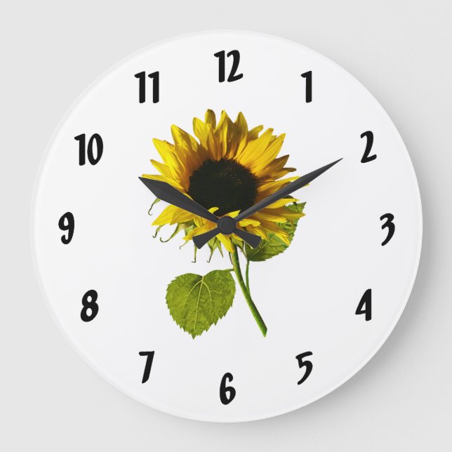Sonnenblumenschatten und Licht Große Wanduhr (Vorderseite)