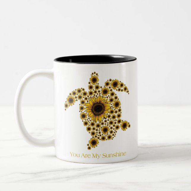 Sonnenblumenschildkröte-Tasse Zweifarbige Tasse (Links)