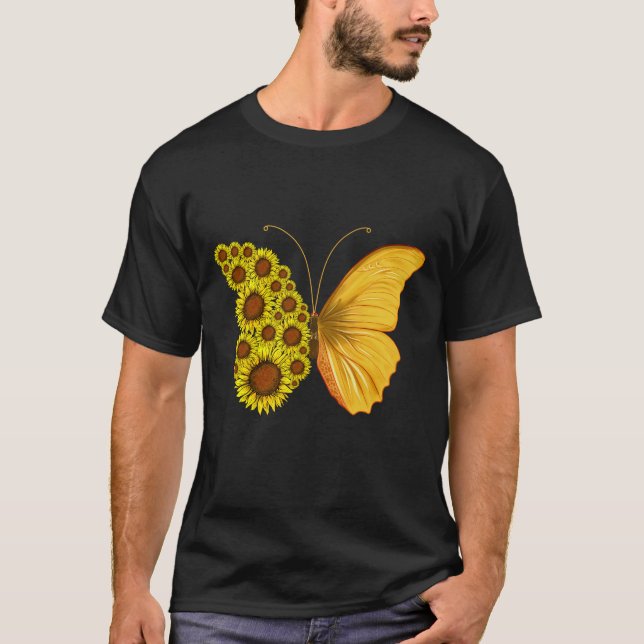 Sonnenblumenschmetterling Vintag T-Shirt (Vorderseite)