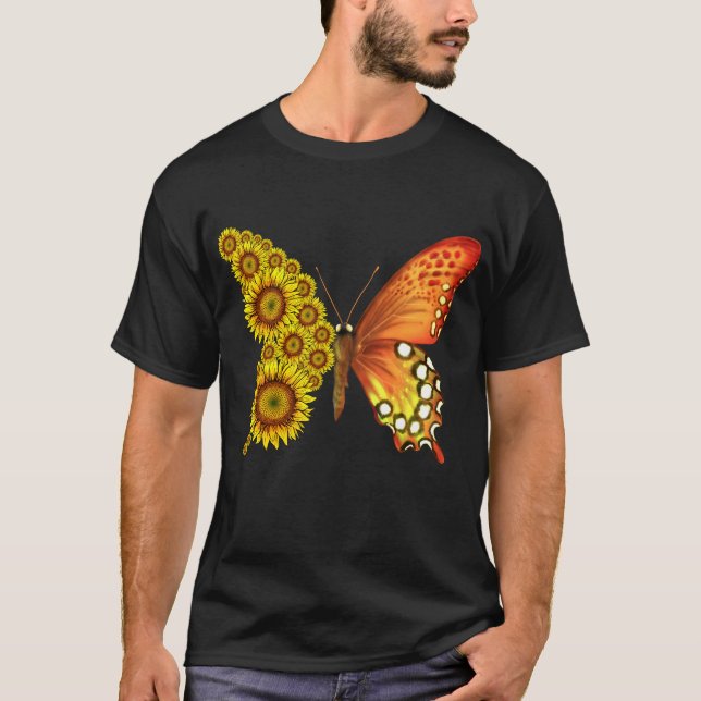 Sonnenblumenschmetterling Vintag T-Shirt (Vorderseite)