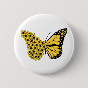 Sonnenblumenschmetterling Vintage Frauenmonarchin Button