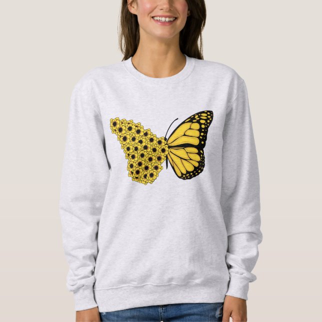 Sonnenblumenschmetterling Vintage Frauenmonarchin Sweatshirt (Vorderseite)