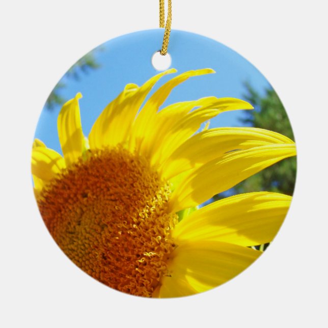 Sonnenblumenschmuck Gelbe Sonnenblumengeschenke Keramikornament (Vorne)
