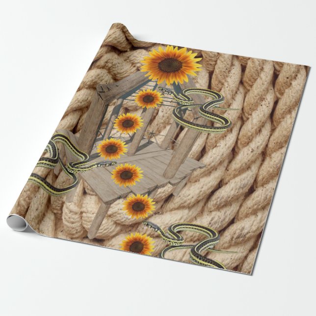 Sonnenblumenseil Schlangen Matte Wrapping Paper Geschenkpapier (Ungerollt)