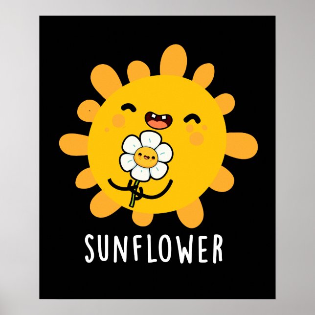 Sonnenblumensonne und Blume blühen dunkel BG Poster (Vorne)