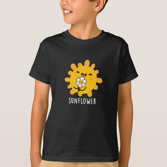 Sonnenblumensonne und Blume blühen dunkel BG T-Shirt (Vorderseite)