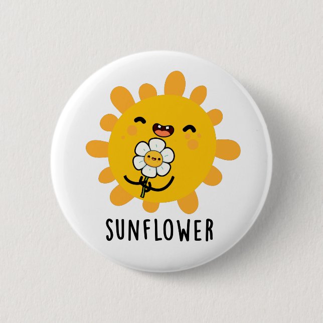 Sonnenblumensonne und Blume Pub Button (Vorderseite)