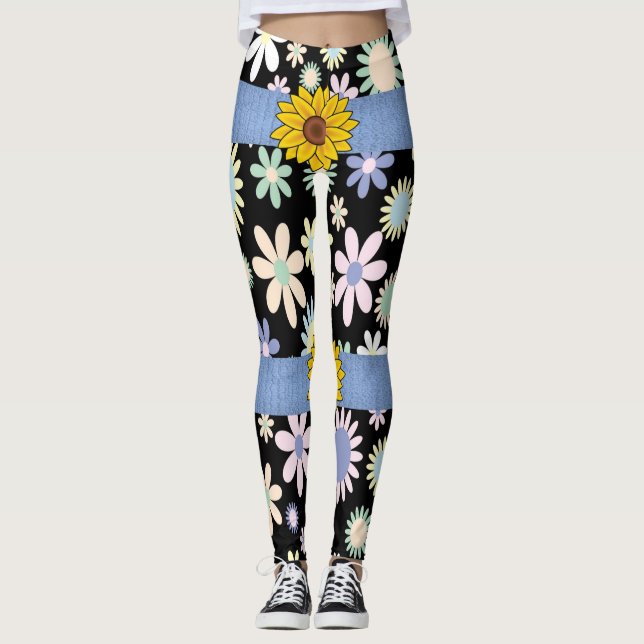Sonnenblumensortierte Blume Leggings-Teenager Leggings (Vorderseite)