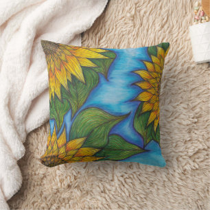 Sonnenblumenspullour für Sofa oder Bett Kissen