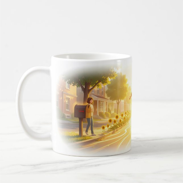 Sonnenblumenstraße Freudiger Morgenglanz Becher Kaffeetasse (Links)