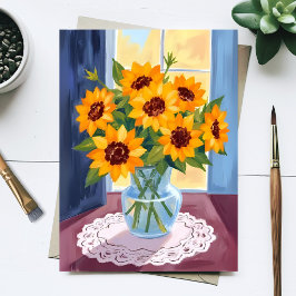 Sonnenblumenstrauß Aquarell-Blumenmalerei Postkarte