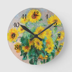 Sonnenblumenstrauß Claude Monet Runde Wanduhr