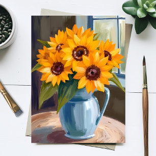 Sonnenblumenstrauß Florale Aquarellmalerei Postkarte
