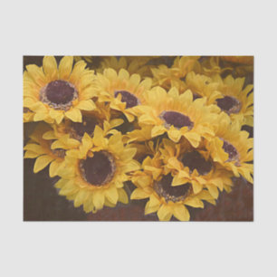 Sonnenblumenstrauß Gelb Braun Vintage Aquarell Seidenpapier