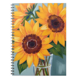 Sonnenblumenstrauß | Gelbe Florale Aquarellmalerei Notizblock