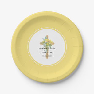 Sonnenblumenstrauß Holzkreuz Hochzeit Pappteller