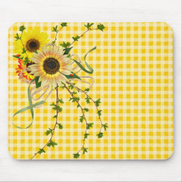 Sonnenblumenstrauß mit Damenbulle Mousepad