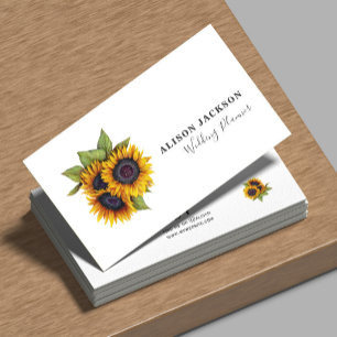 Sonnenblumenstrauß moderner eleganter Hochzeitspla Visitenkarte