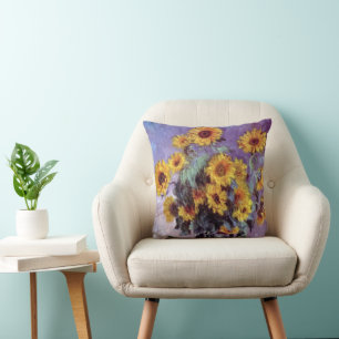 Sonnenblumenstrauß von Claude Monet, Vintage-Kunst Kissen