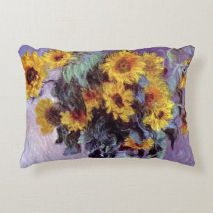 Sonnenblumenstrauß von Claude Monet, Vintage-Kunst Zierkissen