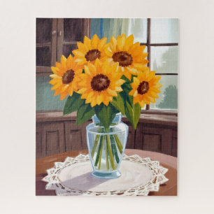 Sonnenblumenstrauß Wasserfarbe Floral Gelb Gemalt Puzzle