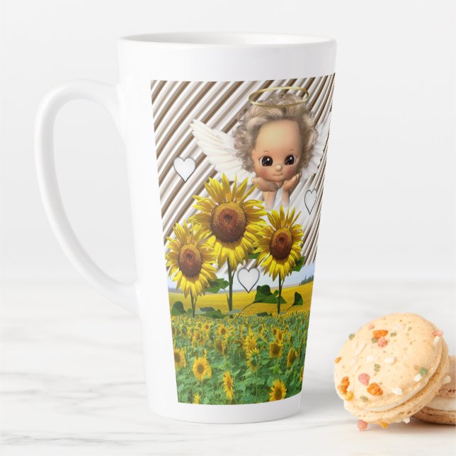 Sonnenblumenstreifen Latte Tasse Angel (Beispiel)