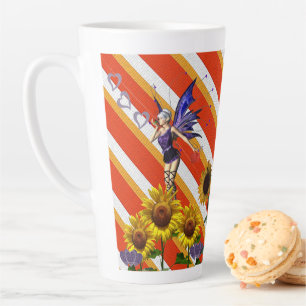 Sonnenblumenstreifen Latte Tasse Fairy